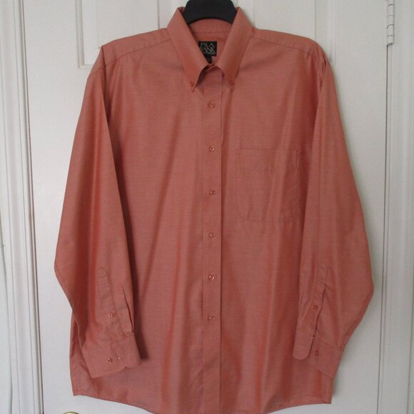 Jos. A. Bank Travelers Mens L/S Peach Cotton Button Down Dress Shirt NWOT- 17/34 - Picture 2 of 2